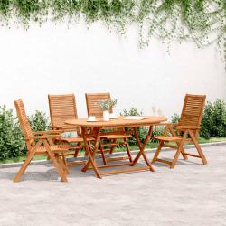 Chaises inclinables de lot de 4 bois massif acacia