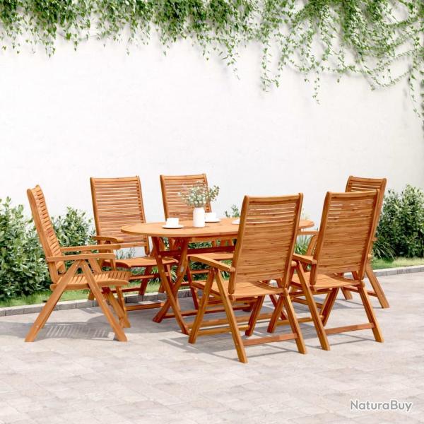 Fauteuils pliants inclinables, 6 pi�ces, en bois d'acacia, 56 � 72 � 107 cm, pour le salon