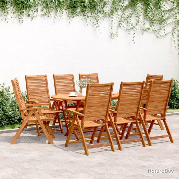 Fauteuils pliants inclinables, 8 pi�ces, bois d'acacia, pour le jardin, 56 � 72 � 107 cm