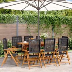 Chaises inclinables de lot de 8 noir rotin bois massif
