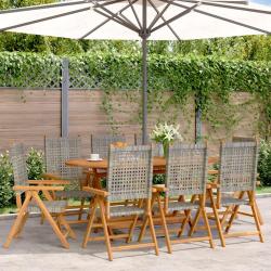 Chaises inclinables de lot de 8 gris rotin bois massif