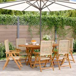 Chaises inclinables de lot de 6 beige rotin bois massif