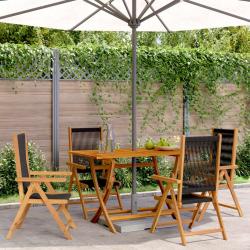 Chaises inclinables de lot de 4 noir bois massif acacia