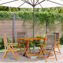 Chaises inclinables de lot de 4 gris bois massif acacia