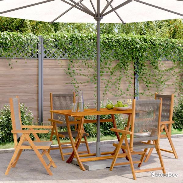 Chaises inclinables de lot de 4 gris bois massif acacia