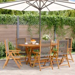 Chaises inclinables de lot de 6 gris bois massif acacia