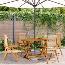 Chaises inclinables de lot de 4 beige bois massif acacia