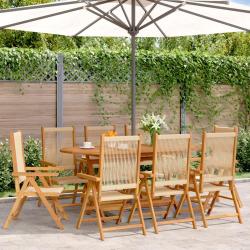 Chaises inclinables de lot de 8 beige bois massif acacia