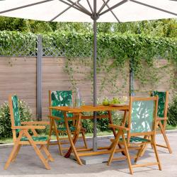 Chaises inclinables de lot de 4 vert tissu bois massif