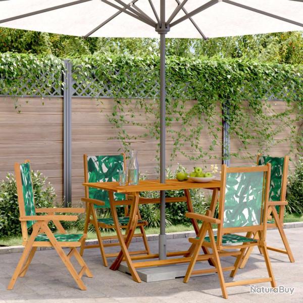 Chaises inclinables de lot de 4 vert tissu bois massif