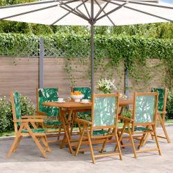 Chaises inclinables de lot de 6 vert tissu bois massif