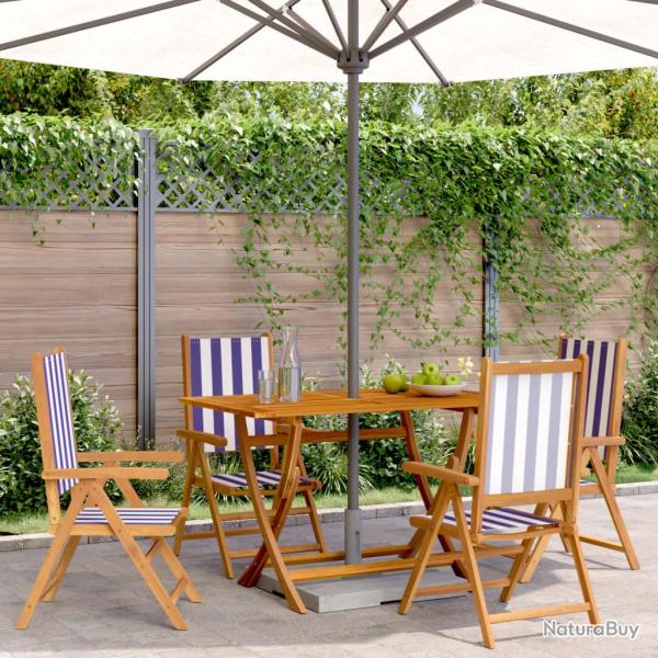 Chaises inclinables de lot de 4 tissu et bois massif