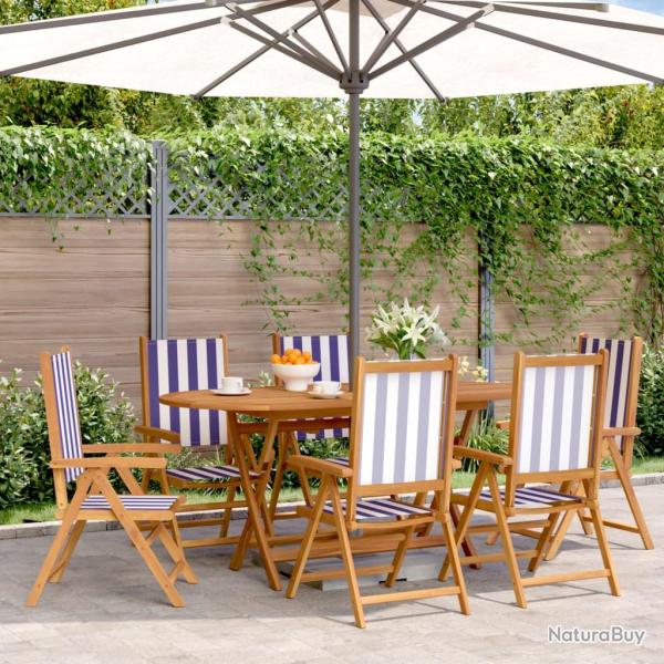 Chaises inclinables de lot de 6 tissu et bois massif