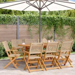 Chaises de pliantes lot de 8 beige rotin et bois massif