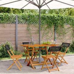 Chaises de pliantes lot de 4 noir poly rotin bois massif