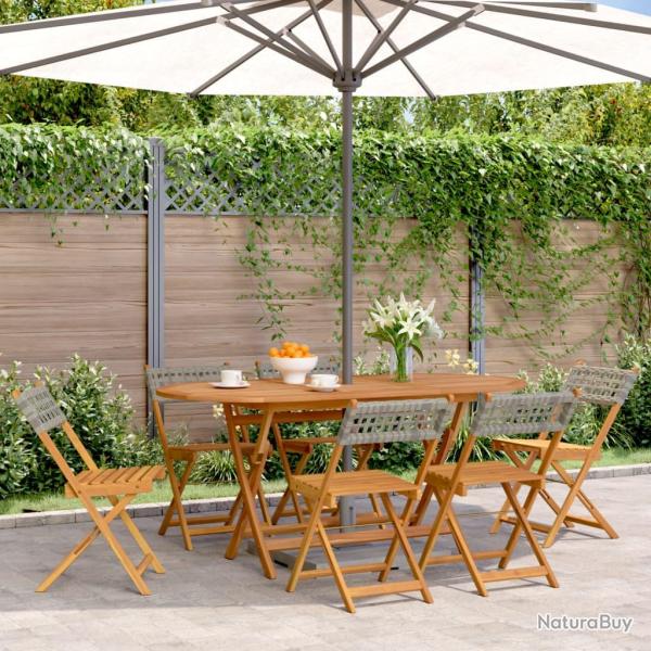 Chaises de pliantes lot de 6 gris poly rotin bois massif