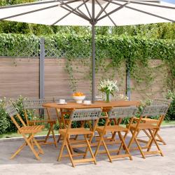 Chaises de pliantes lot de 8 gris poly rotin bois massif