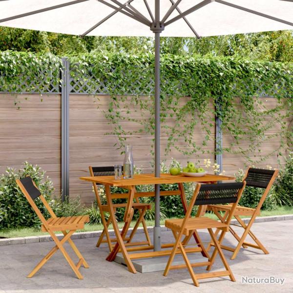 Chaises de pliantes lot de 4 noir bois d'acacia massif