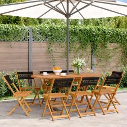 Chaises de pliantes lot de 8 noir bois d'acacia massif