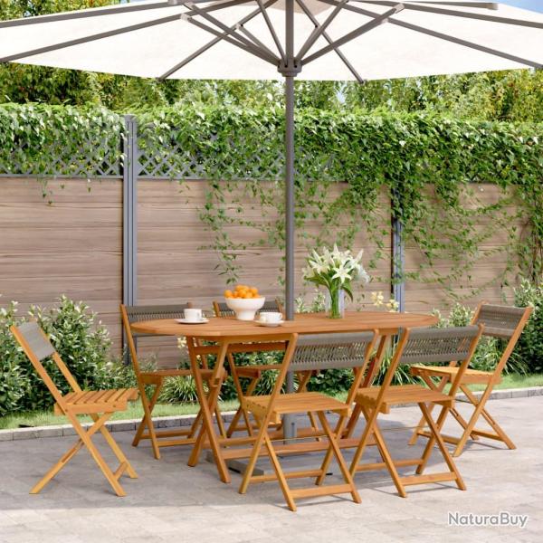 Chaises de pliables lot de 6 gris bois d'acacia massif