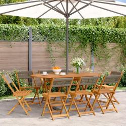 Chaises de pliables lot de 8 gris bois d'acacia massif