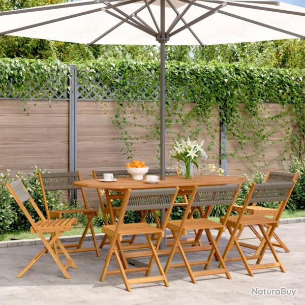 Chaises de pliables lot de 8 gris bois d'acacia massif