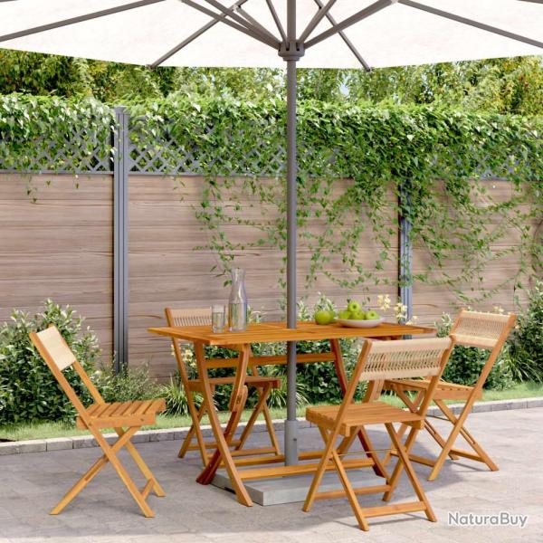 Chaises de pliantes lot de 4 beige bois d'acacia massif