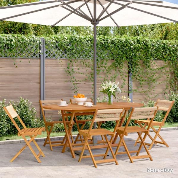Chaises de pliantes lot de 6 beige bois d'acacia massif