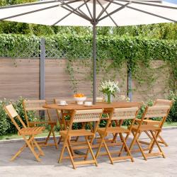 Chaises de pliantes lot de 8 beige bois d'acacia massif