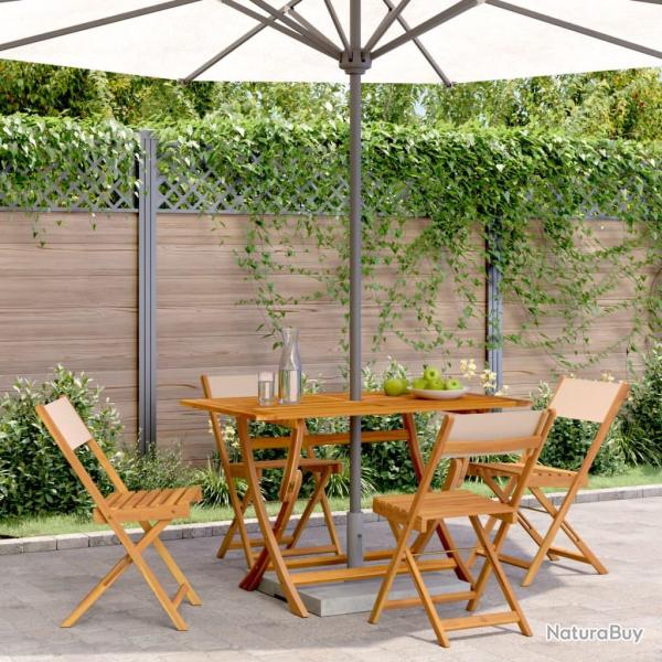 Chaises de pliantes lot de 4 beige tissu et bois massif