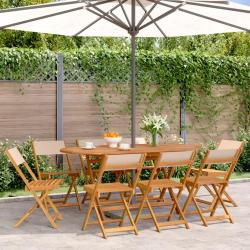 Chaises de pliantes lot de 8 beige tissu et bois massif
