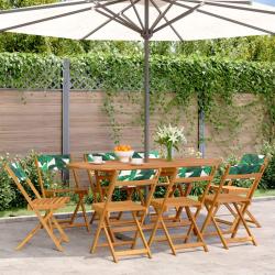 Chaises de pliantes lot de 8 vert tissu et bois massif