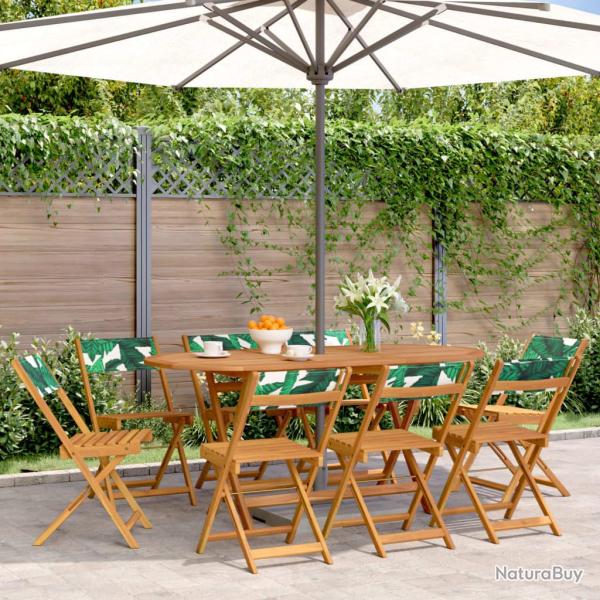 Chaises de pliantes lot de 8 vert tissu et bois massif