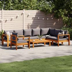 Salon de avec coussins 6 pcs bois d'acacia solide