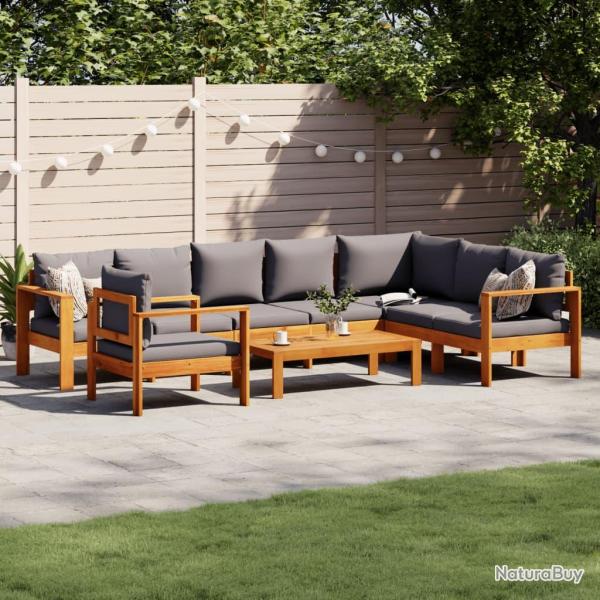 Salon de avec coussins 6 pcs bois d'acacia solide