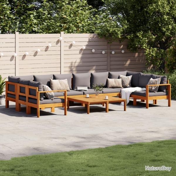 Salon de avec coussins 8 pcs bois massif d'acacia