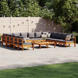 Salon de avec coussins 10 pcs bois d'acacia solide