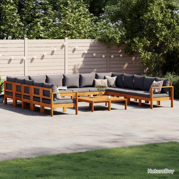 Salon de avec coussins 10 pcs bois d'acacia solide