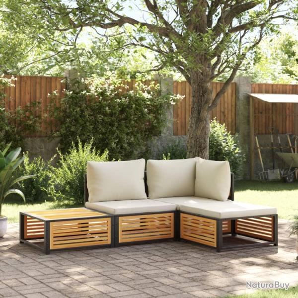 Salon de avec coussins 4 pcs bois d'acacia massif