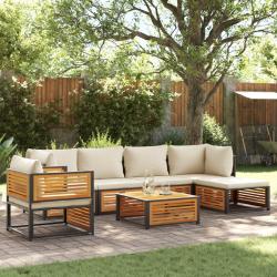 Salon de avec coussins 7 pcs bois massif d'acacia