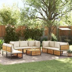 Salon de avec coussins 9 pcs bois massif d'acacia