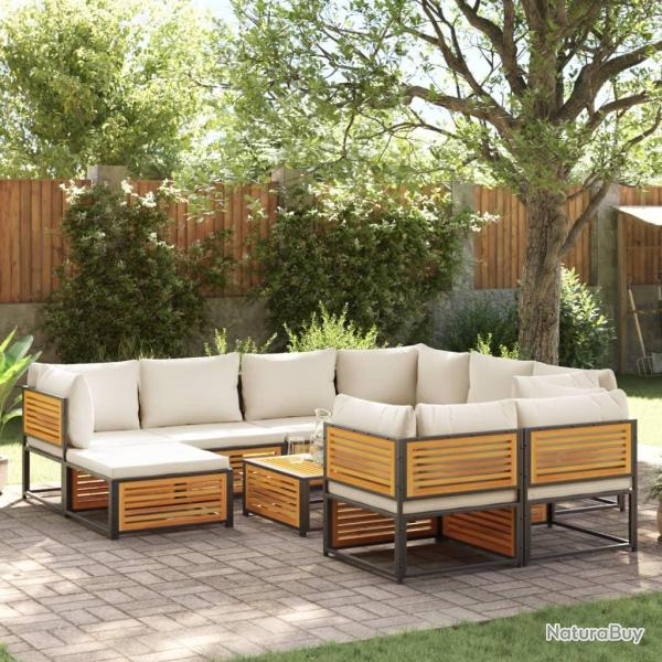 Salon de avec coussins 10 pcs bois d'acacia solide