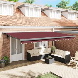 Auvent r&eacute;tractable automatique bordeaux pour la terrasse, 500 &times; 300 cm