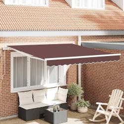 Auvent &eacute;lectrique, 100 % polyester, marron, pour la terrasse, 3 &times; 2,5 m