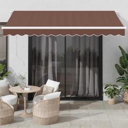 Auvent manuel r&eacute;tractable avec LED marron 350x250 cm