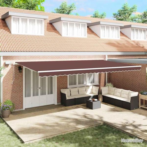 Store banne manuel avec LED solaire, marron, pour la terrasse, 6 � 3 m