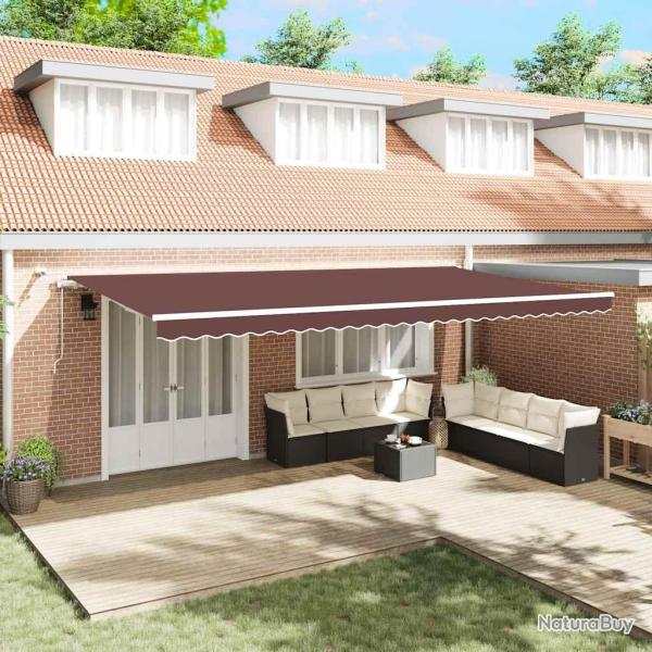 Store banne �lectrique avec LED et capteur, marron, pour la terrasse, 6 � 3 m