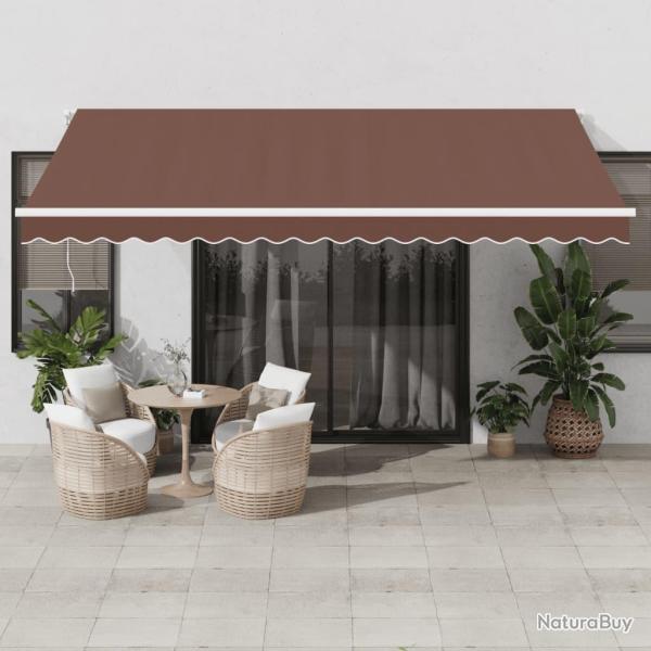 Auvent manuel r�tractable avec LED, marron, pour la terrasse, 450 � 350 cm
