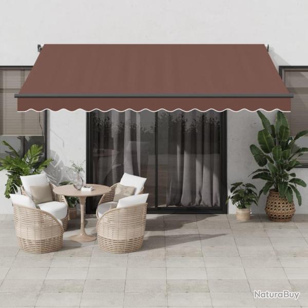 Auvent manuel r�tractable avec LED marron 400x350 cm