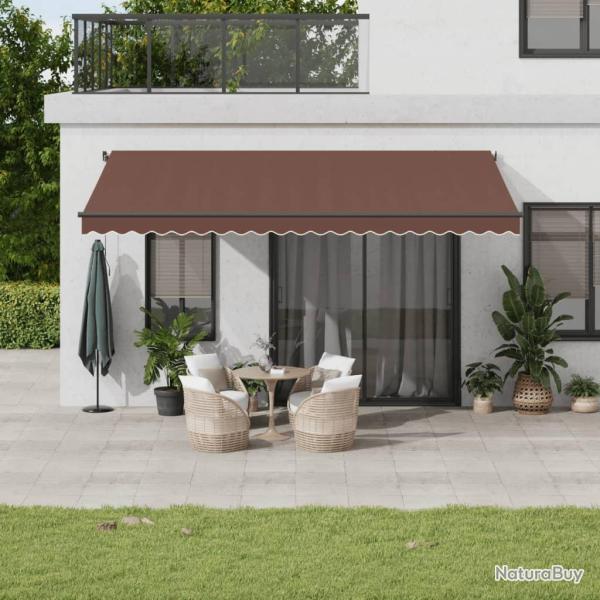 Auvent manuel r�tractable avec LED marron 500x350 cm